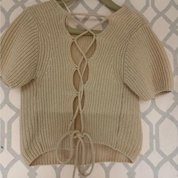 Zara Cream Knit Crop Top - Picture 6 of 9